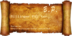 Billinger Péter névjegykártya