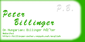 peter billinger business card